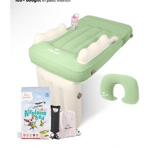 Wiggly Winks Inflatable Toddler Airplane Bed Portable Travel Bed Green 1-5 Years
